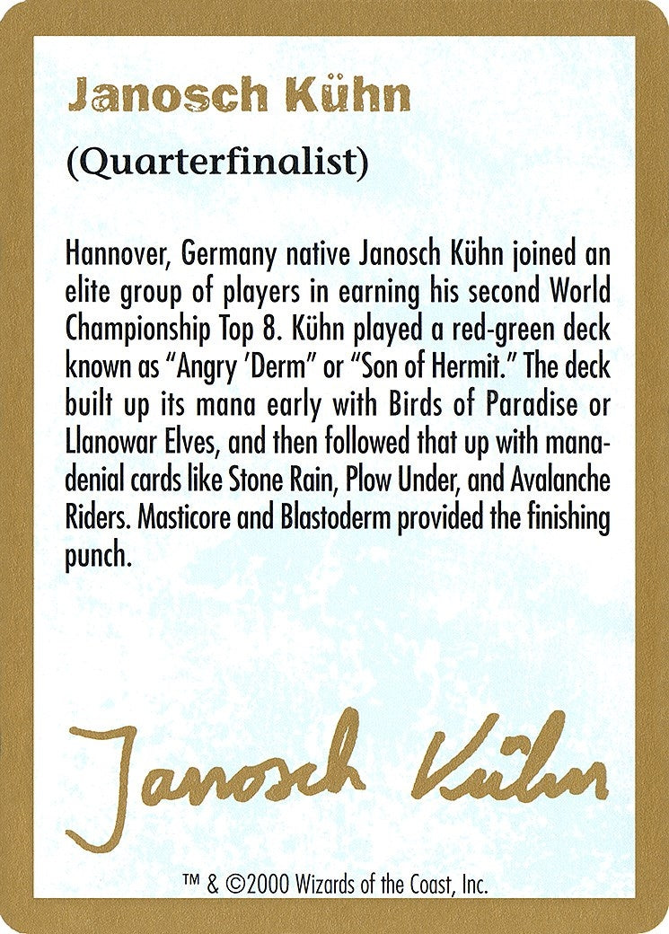 Image for 2000 Janosch Kuhn Biography Card