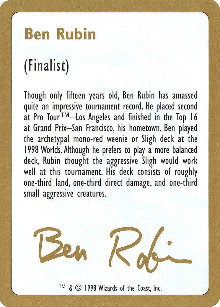 1998 Ben Rubin Biography Card [WCD]