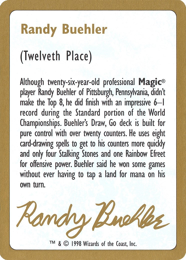 1998 Randy Buehler Biography Card [WCD]