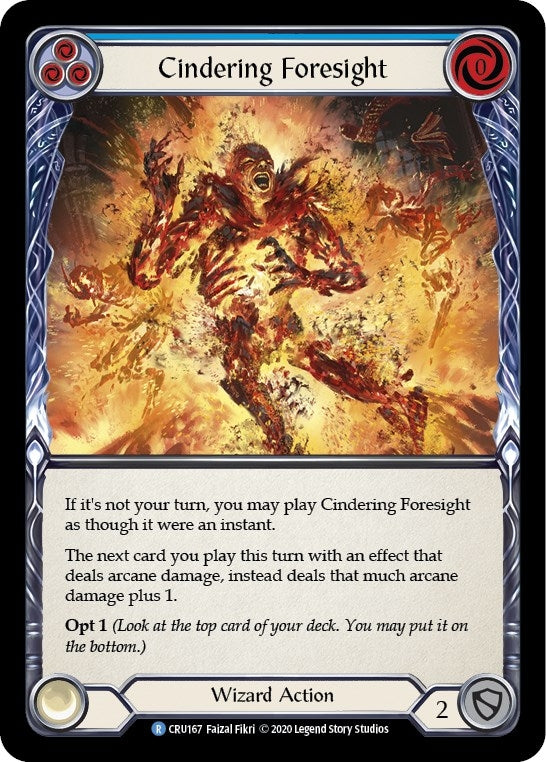 Cindering Foresight (Blue) (Rainbow Foil) [CRU167-RF] Unlimited Rainbow Foil