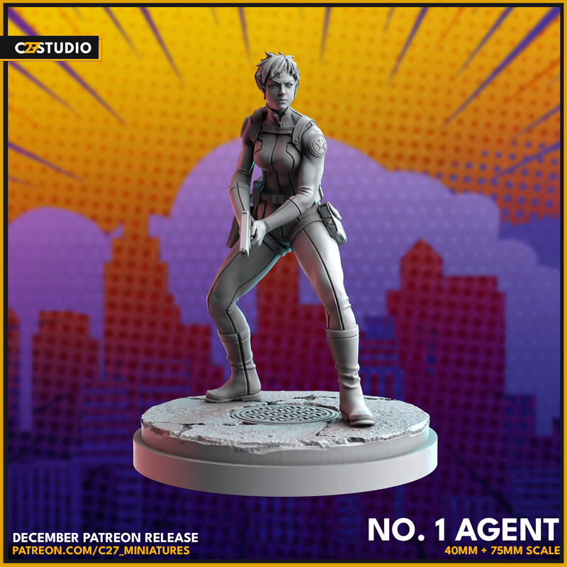 Maria Hill 40mm Scale Miniature | Crisis Protocol Proxy | C27