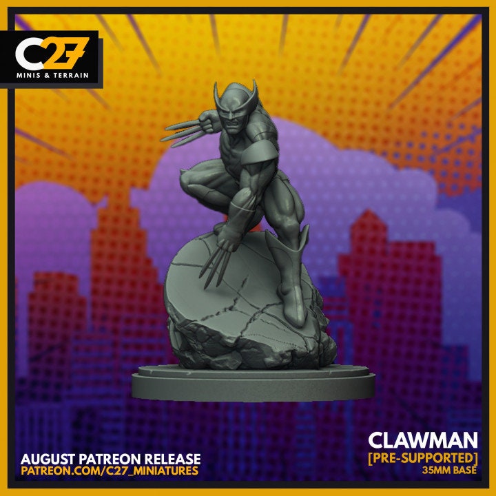 Wolverine 40mm Scale Miniature | Crisis Protocol Proxy | C27