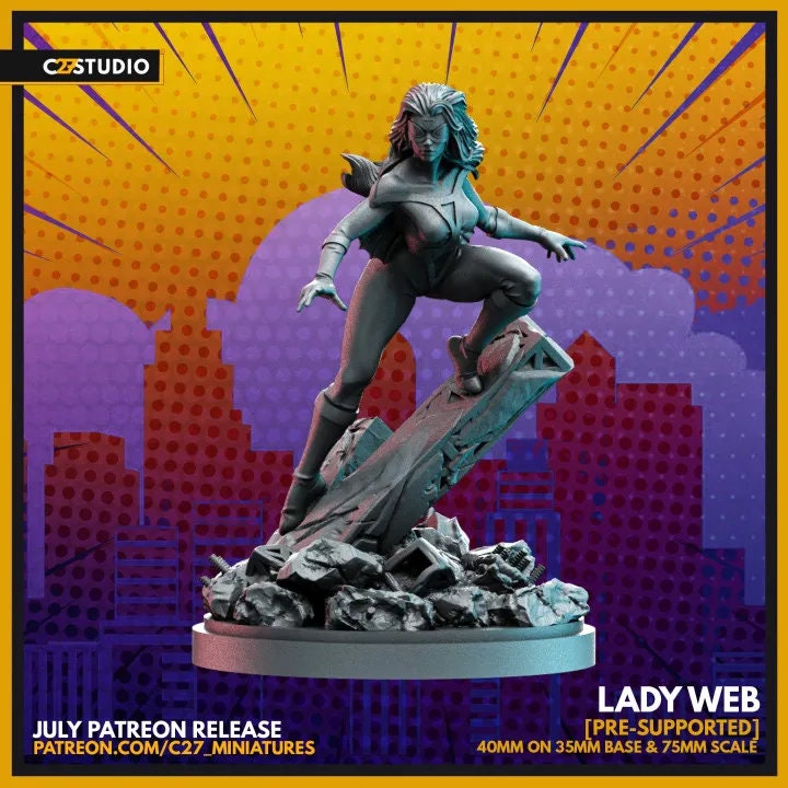 Spider Woman 40mm Scale Miniature | Crisis Protocol Proxy | C27