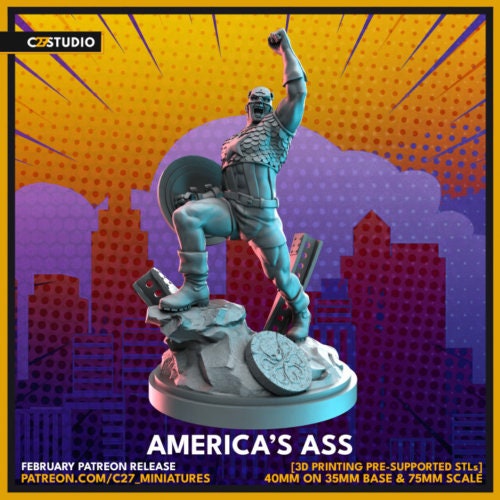 Captain America 40mm Scale Miniature | Crisis Protocol Proxy | C27