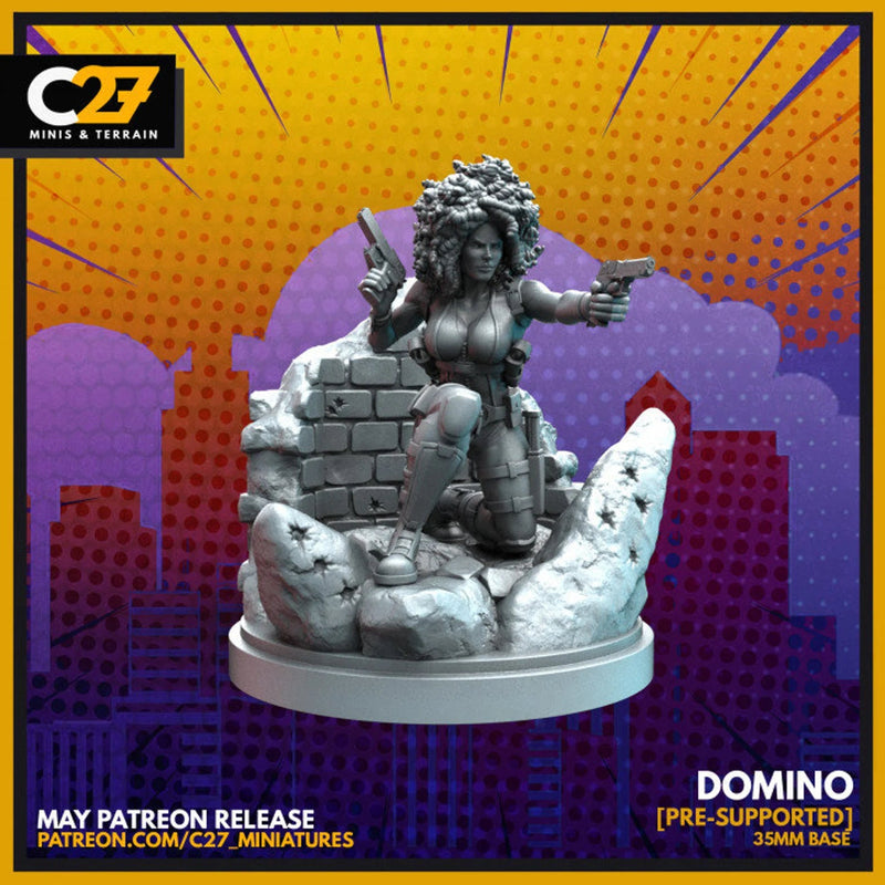 Domino Alt Head 40mm Scale Miniature | Crisis Protocol Proxy | C27