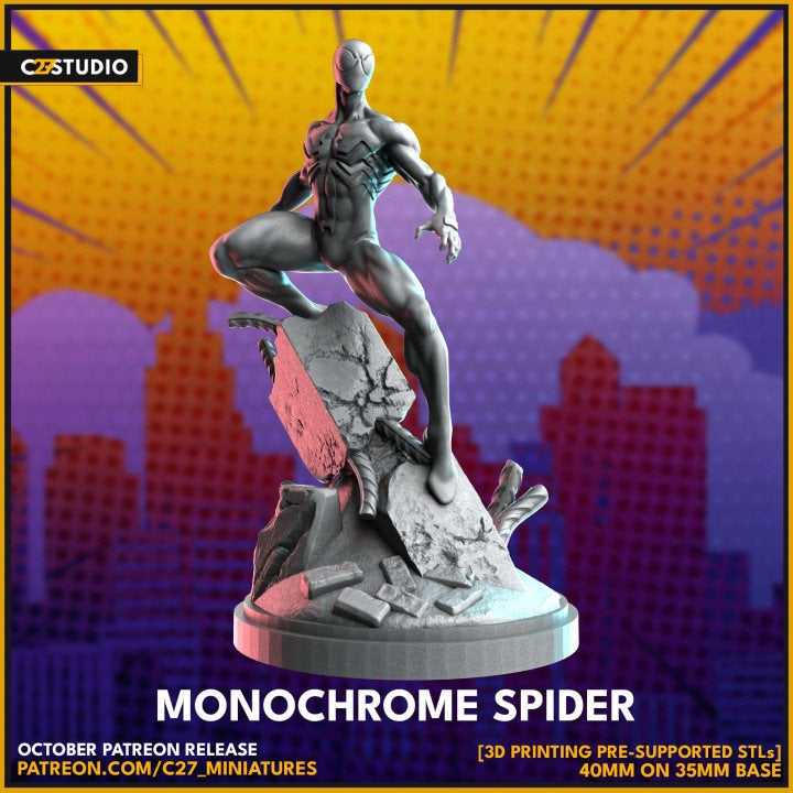 Black Suit Spiderman | 40mm Scale Miniature | Crisis Protocol Proxy | C27