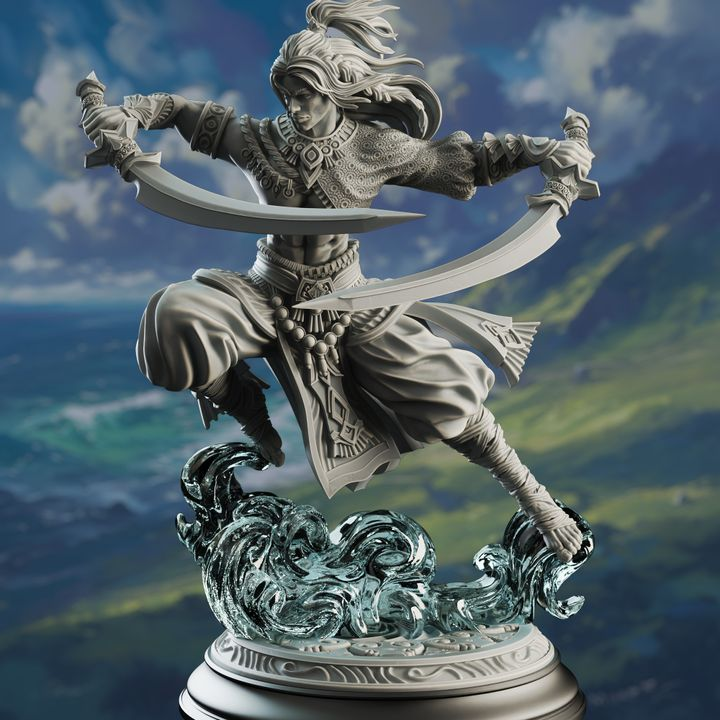 Air Genasi Sword Dancer Fighter - Hudin the Summer Breeze | DM Stash | DnD | Fantasy | Miniature