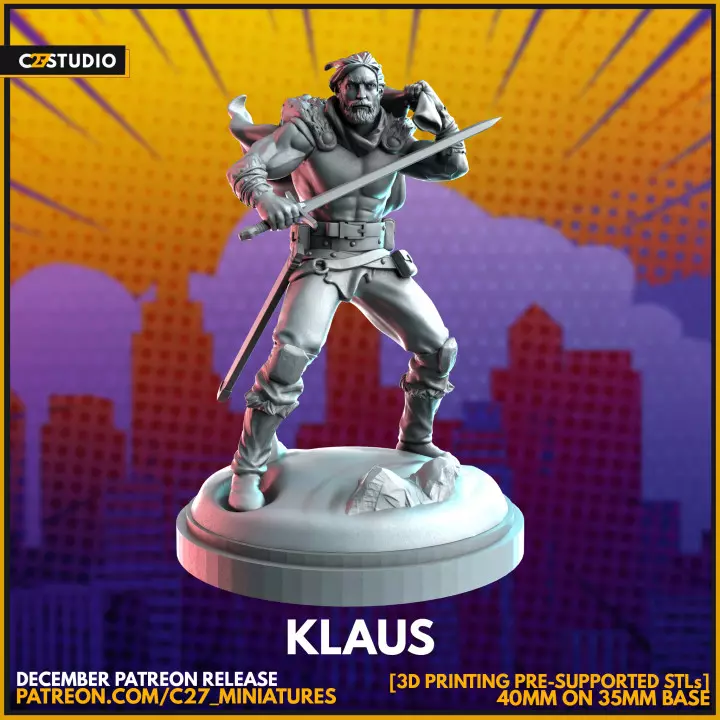 Klaus 40mm Scale Miniature - Crisis Protocol Proxy