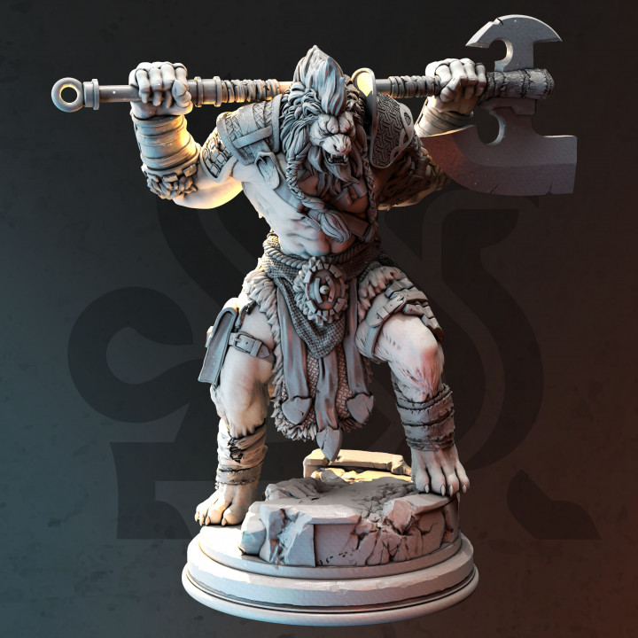 Lion-folk Barbarian - Ezeqial | DM Stash | DnD | Fantasy Miniature